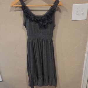 Candie's Gray Dress With Floral Nevk Design Size XS